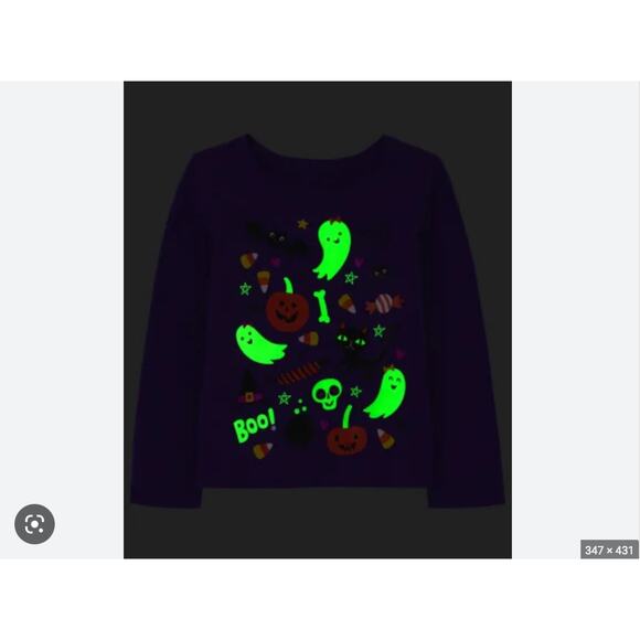 NWT Children's Place Girls Purple Glow Halloween Doodle Graphic Tee - Picture 5 of 9